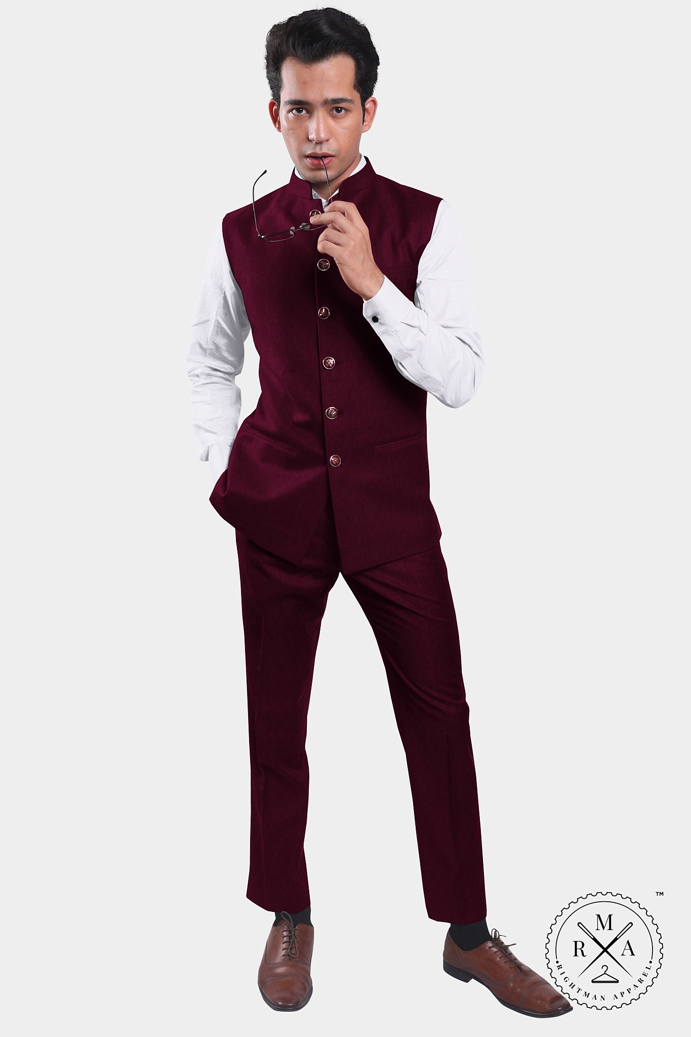 Rich Maroon Velvet Half Jacket SU229